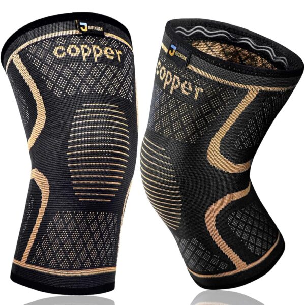 Copper Knee Braces for Men and Women (2 pack) -Knee Supports Copper Compression Knee Sleeve for Knee Pain, Arthritis, Running,Sports and Recovery Support (Medium)