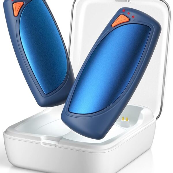 Hand Warmers Rechargeable with Charge Case, 2 Packs 14,000mAh Electric Hand Warmer Battery Powered Dual Sided Reusable Long Battery Life Portable Pocket Heater Gifts for Men...