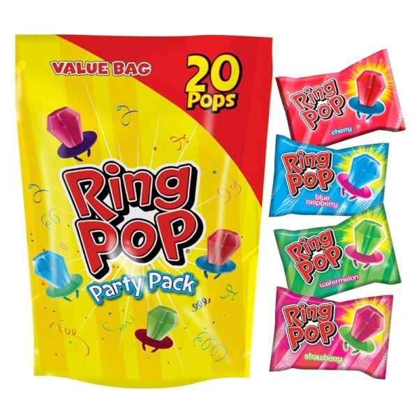 Ring Pop Candy, Easter Lollipops, 20 Ct Party Favors in Assorted Fruity Flavors - Full Size, Fun Hard Candy For Birthday Parties, Party Favors, Easter Basket Stuffers, Egg...