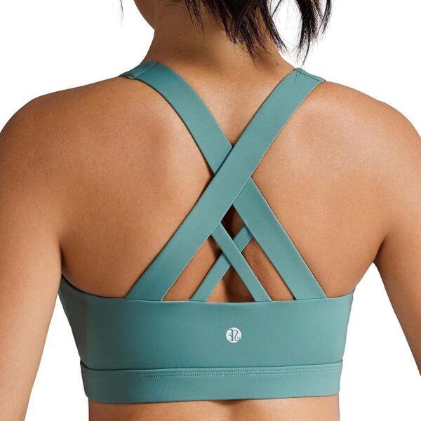 RUNNING GIRL Sports Bras for Women,Padded Strappy Sports Bras Criss-Cross Back Medium Support Sports Bras with Removable Cups