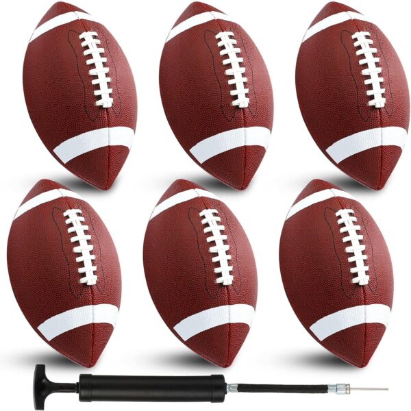 Jerify Composite Leather Footballs Official Size Composite Leather Balls Composite Leather Inflatable Footballs with Pump Indoor Outdoor Footballs Bulk for Training and...